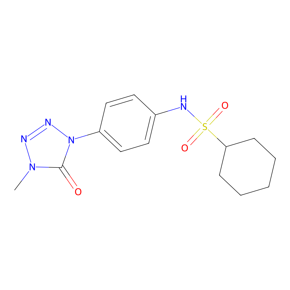 N-(4-(4-methyl-5-oxo-4,5-dihydro-1H-tetrazol-1-yl)phenyl)cyclohexanesulfonamide molecular structure, CAS 1396847-15-6
