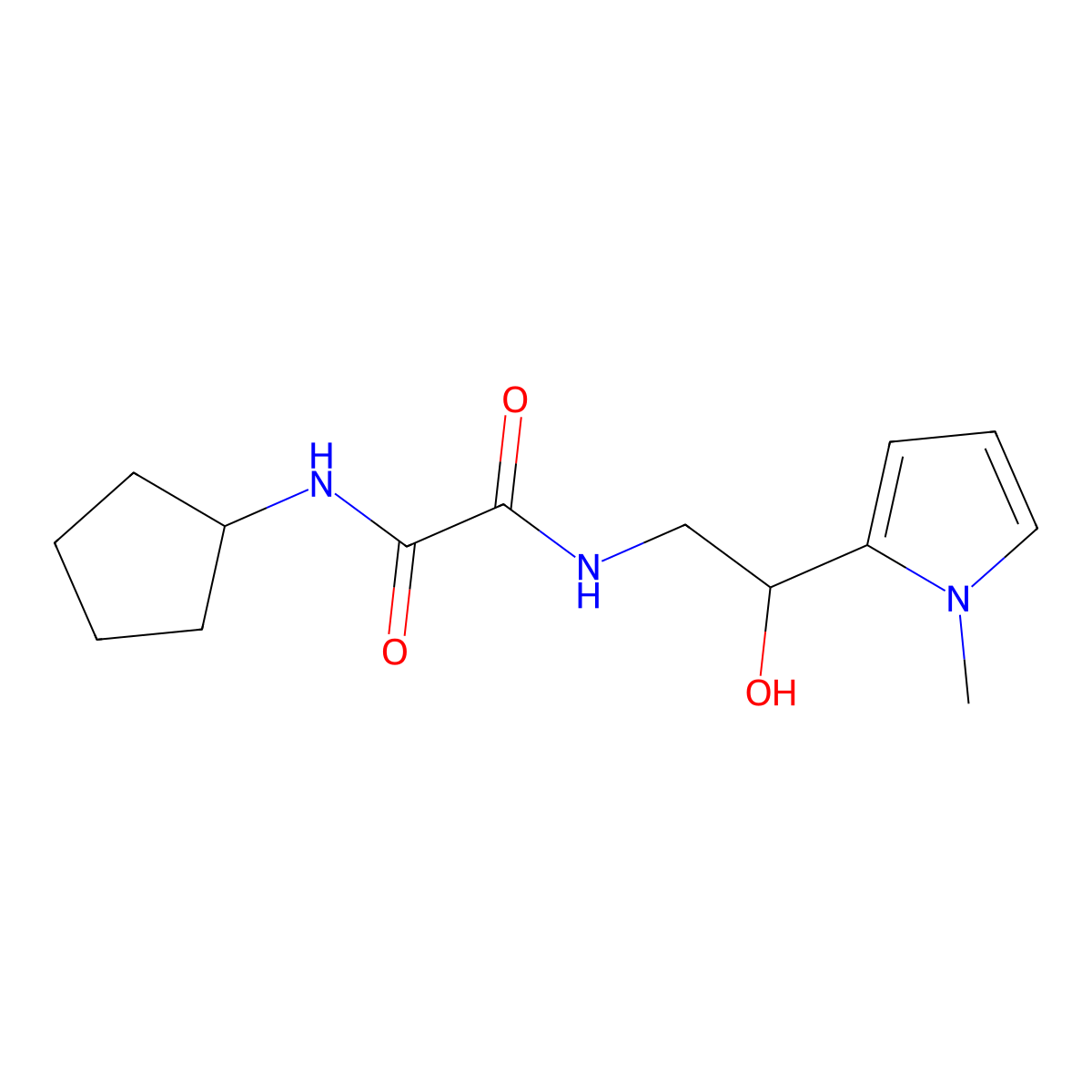 N1-cyclopentyl-N2-(2-hydroxy-2-(1-methyl-1H-pyrrol-2-yl)ethyl)oxalamide molecular structure, CAS 1396847-16-7