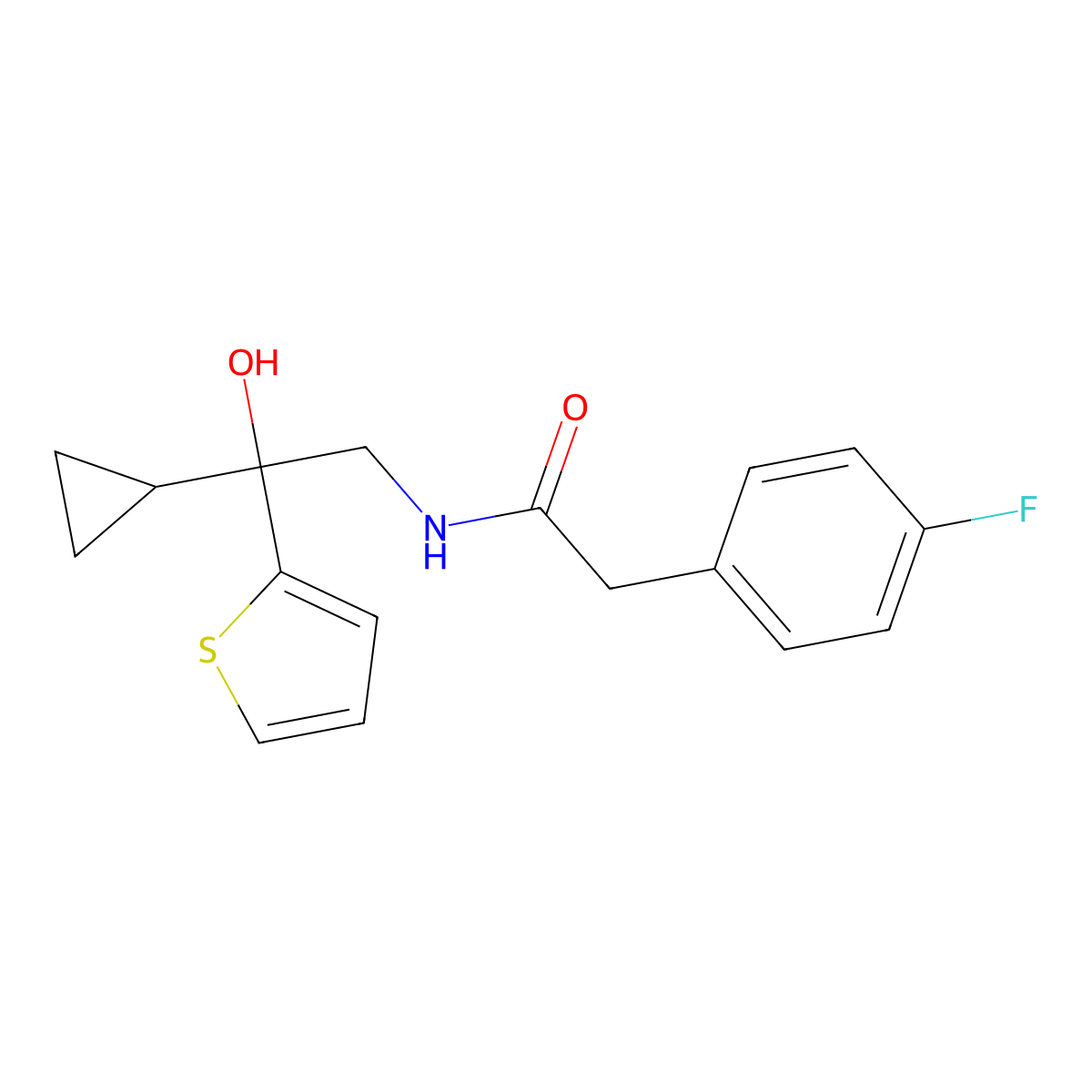 N-[2-cyclopropyl-2-hydroxy-2-(thiophen-2-yl)ethyl]-2-(4-fluorophenyl)acetamide molecular structure, CAS 1396847-22-5
