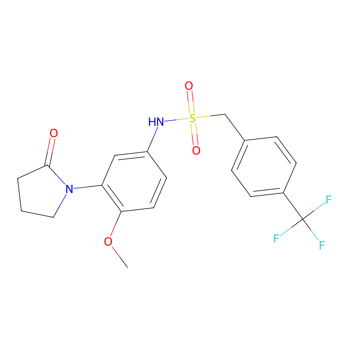 N-[4-methoxy-3-(2-oxopyrrolidin-1-yl)phenyl]-1-[4-(trifluoromethyl)phenyl]methanesulfonamide molecular structure, CAS 1396847-23-6