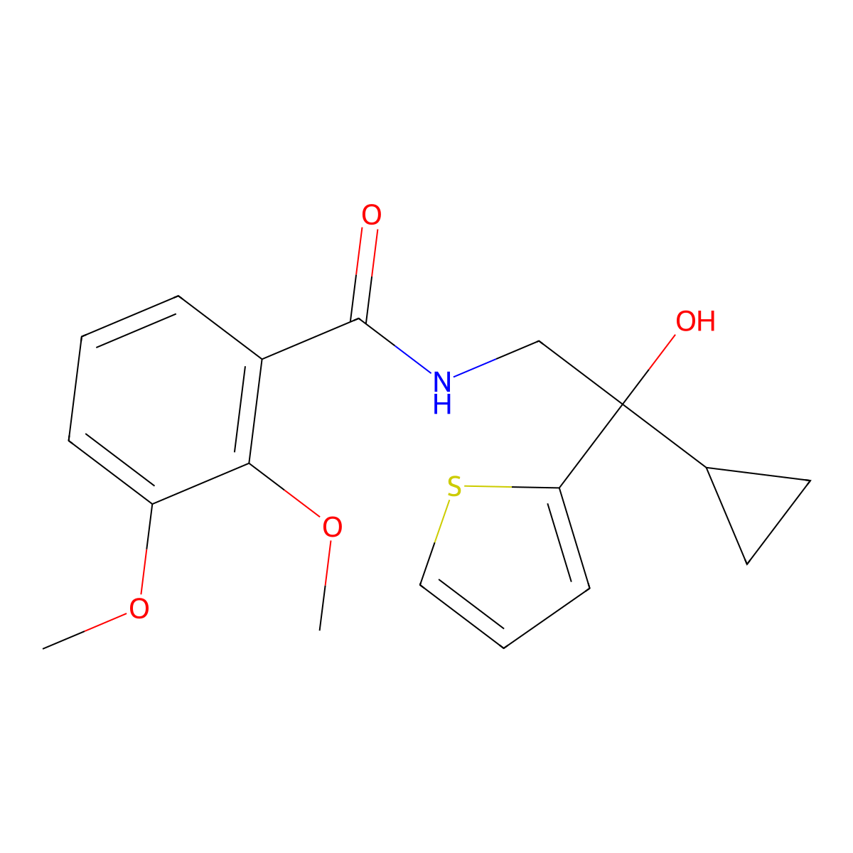 N-[2-cyclopropyl-2-hydroxy-2-(thiophen-2-yl)ethyl]-2,3-dimethoxybenzamide molecular structure, CAS 1396847-24-7