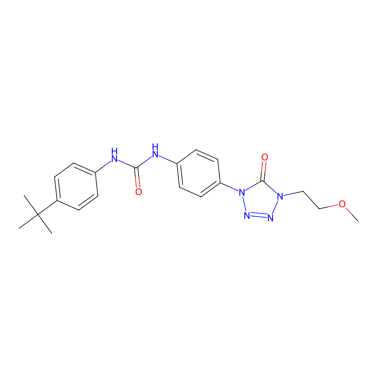 1-(4-tert-butylphenyl)-3-{4-[4-(2-methoxyethyl)-5-oxo-4,5-dihydro-1H-1,2,3,4-tetrazol-1-yl]phenyl}urea molecular structure, CAS 1396847-25-8