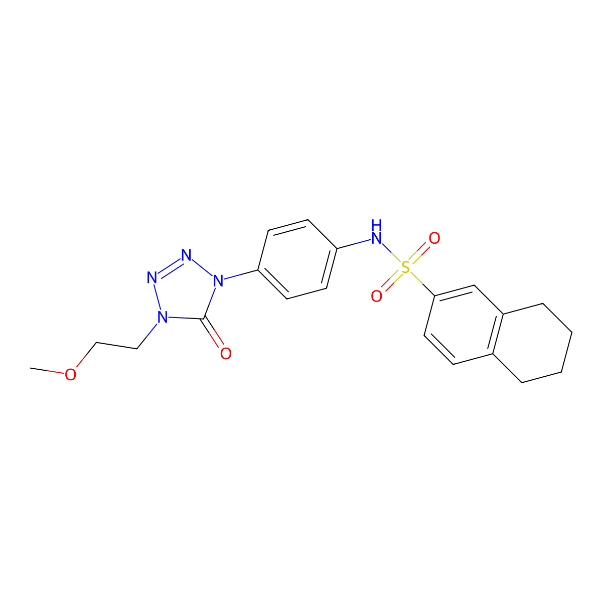N-(4-(4-(2-methoxyethyl)-5-oxo-4,5-dihydro-1H-tetrazol-1-yl)phenyl)-5,6,7,8-tetrahydronaphthalene-2-sulfonamide molecular structure, CAS 1396847-28-1