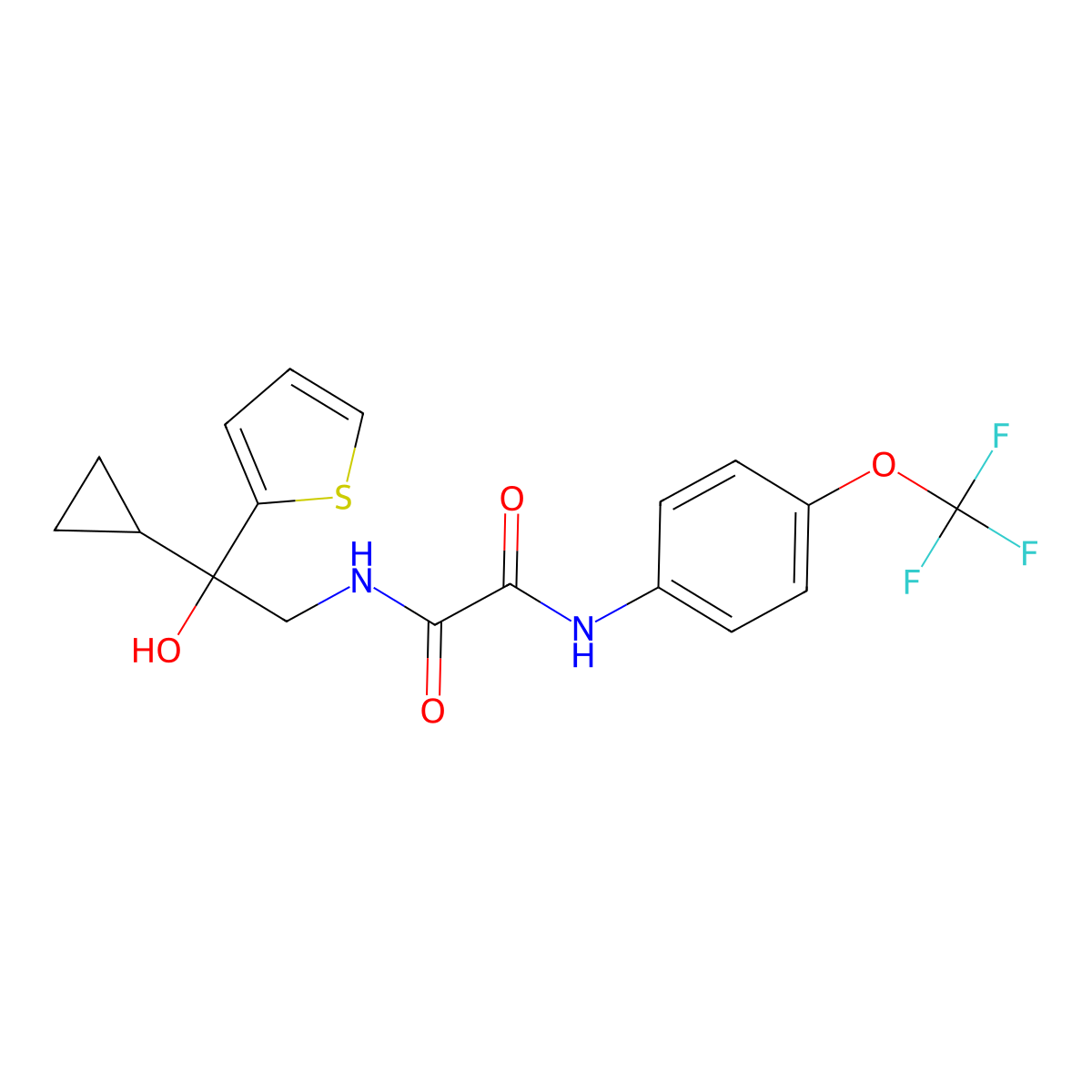 N1-(2-cyclopropyl-2-hydroxy-2-(thiophen-2-yl)ethyl)-N2-(4-(trifluoromethoxy)phenyl)oxalamide molecular structure, CAS 1396847-33-8
