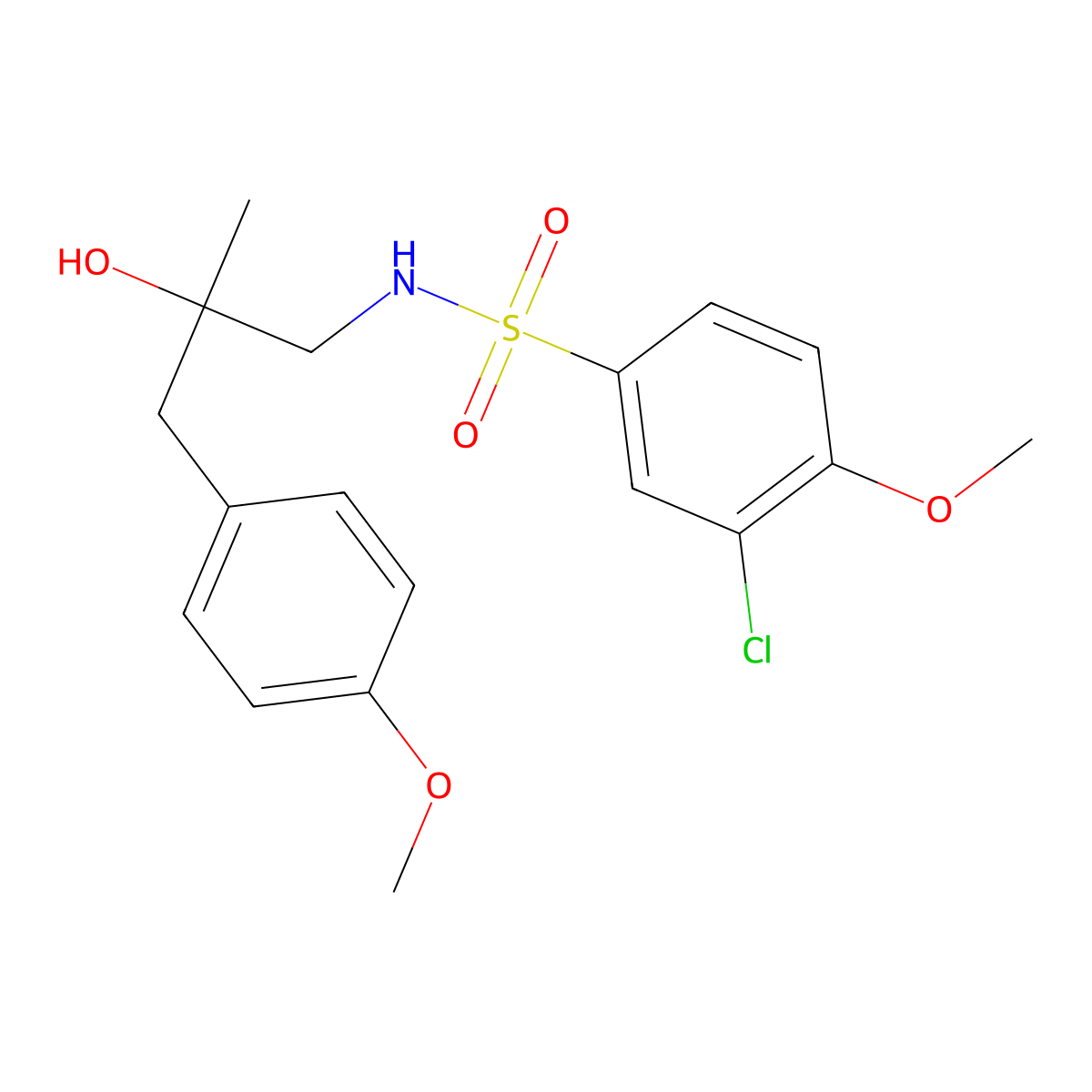 3-chloro-N-(2-hydroxy-3-(4-methoxyphenyl)-2-methylpropyl)-4-methoxybenzenesulfonamide molecular structure, CAS 1396847-34-9
