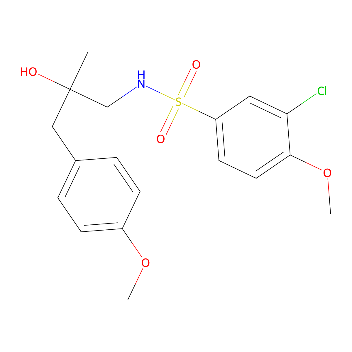 3-chloro-N-(2-hydroxy-3-(4-methoxyphenyl)-2-methylpropyl)-4-methoxybenzenesulfonamide molecular structure, CAS 1396847-34-9