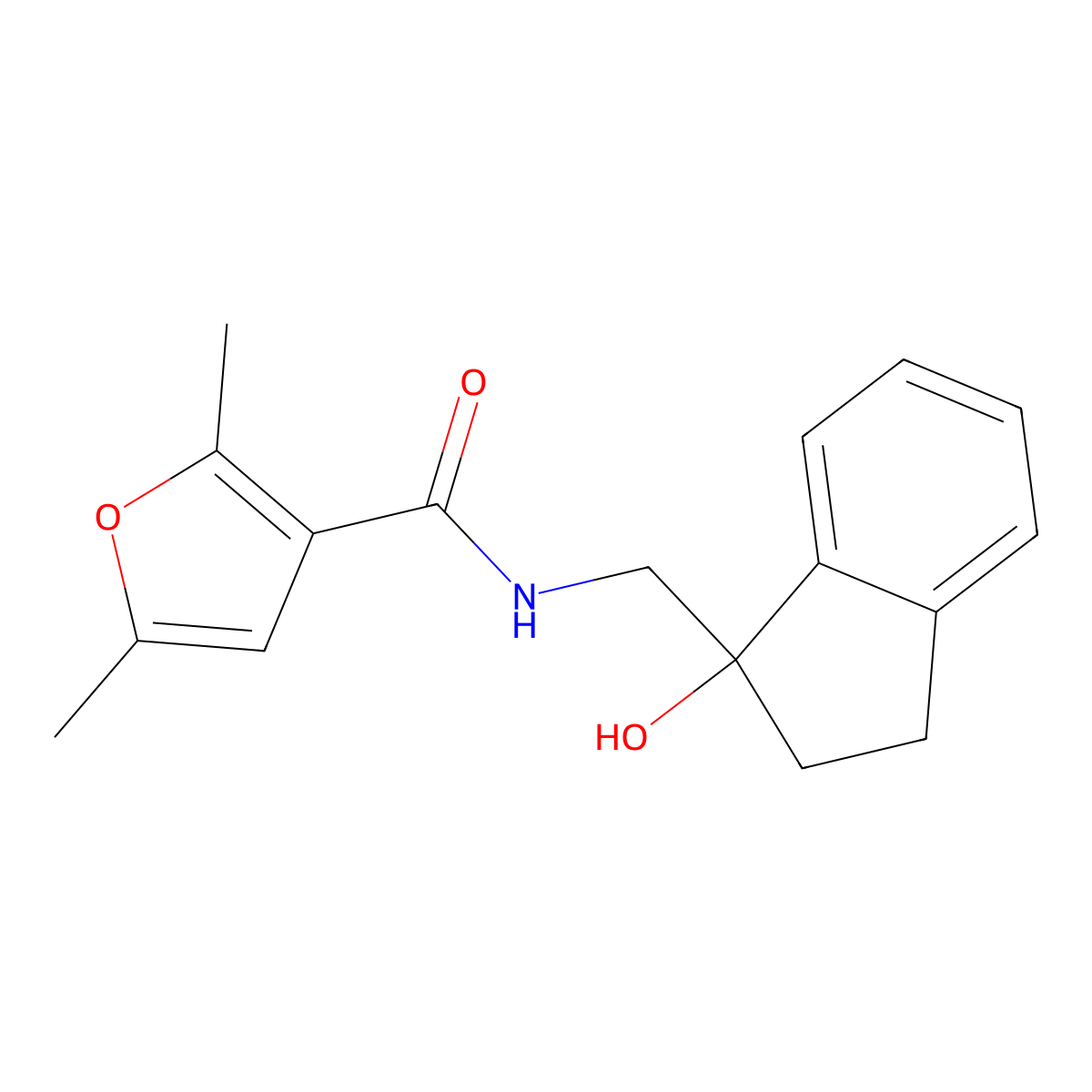 N-[(1-hydroxy-2,3-dihydro-1H-inden-1-yl)methyl]-2,5-dimethylfuran-3-carboxamide molecular structure, CAS 1396847-47-4