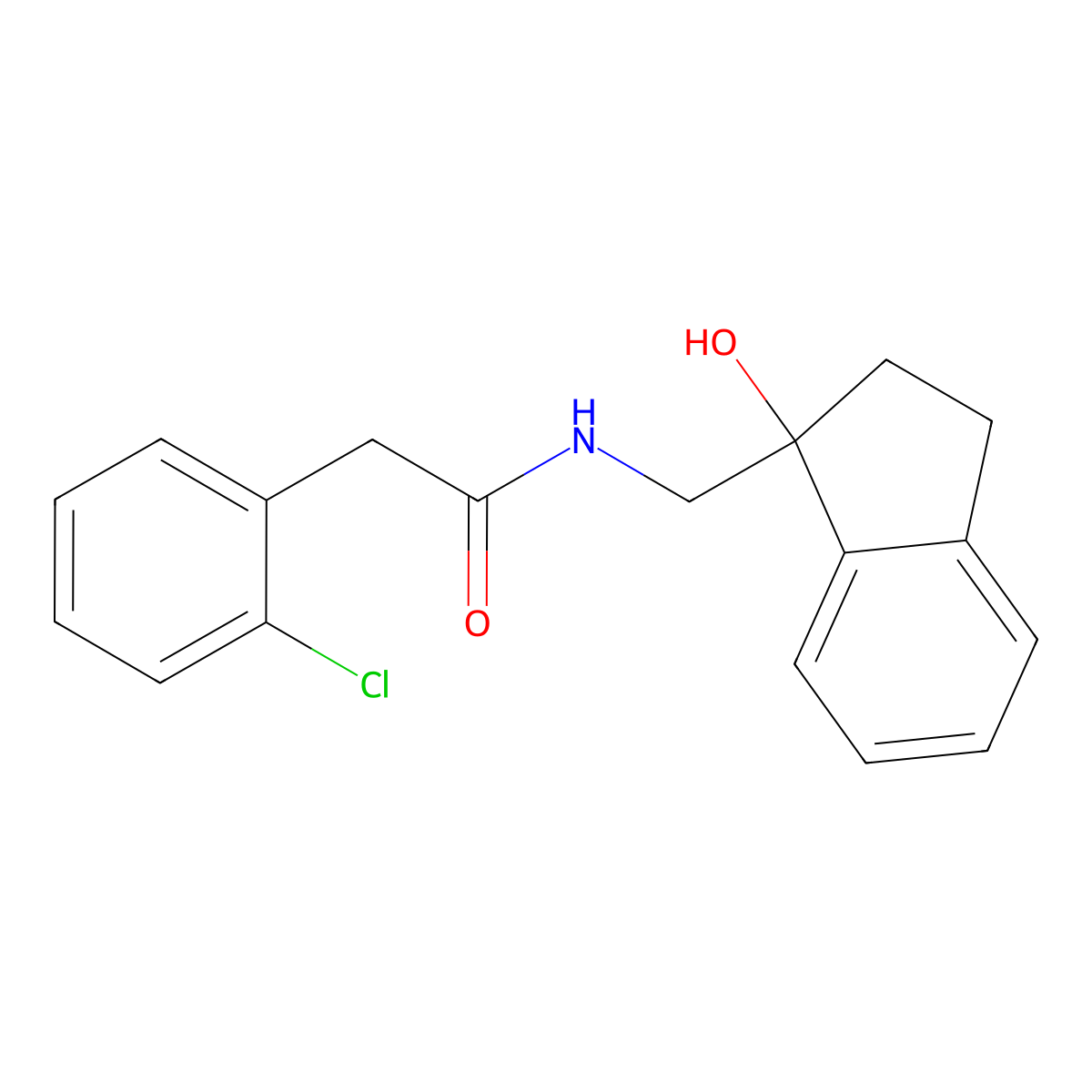 2-(2-chlorophenyl)-N-[(1-hydroxy-2,3-dihydro-1H-inden-1-yl)methyl]acetamide molecular structure, CAS 1396847-50-9