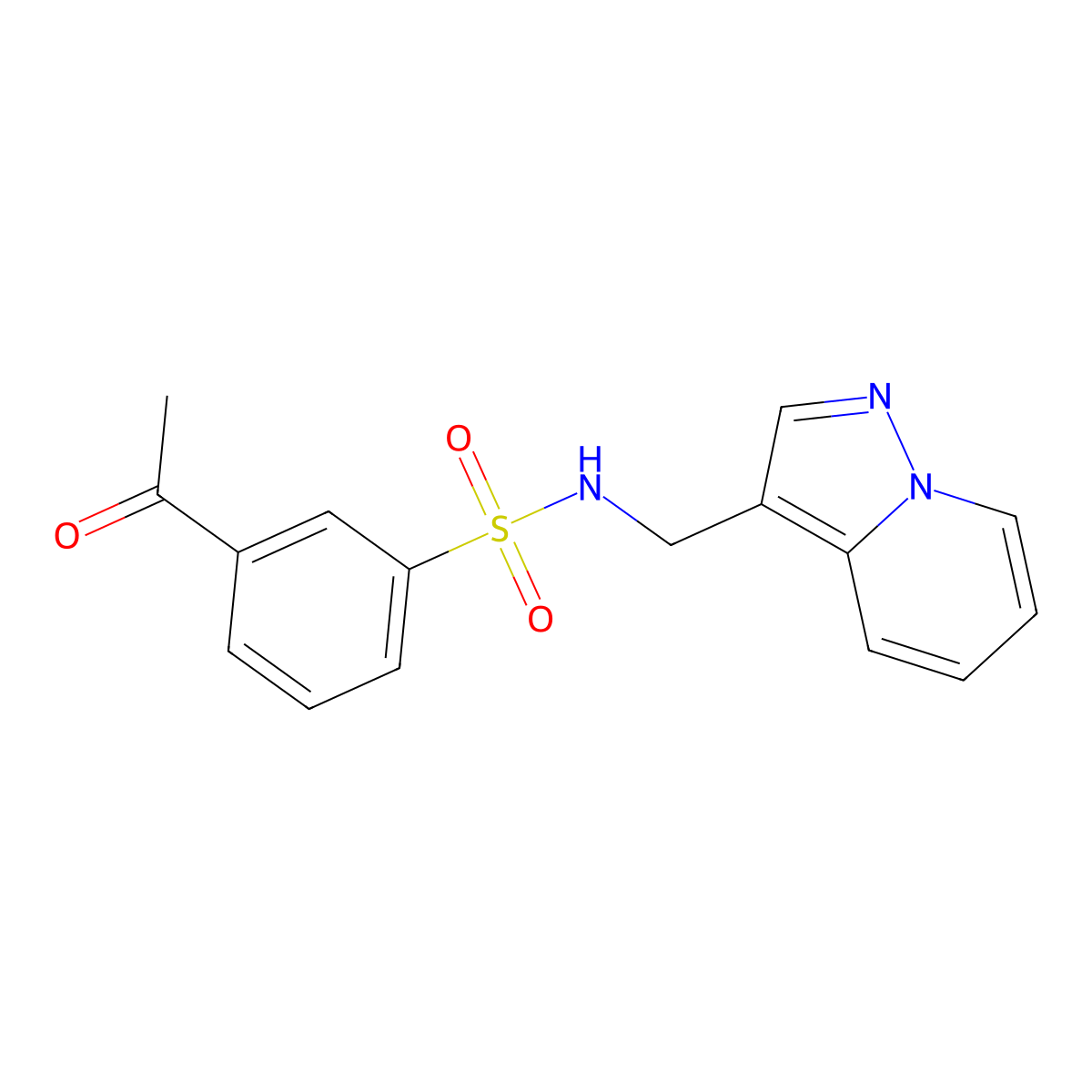 3-acetyl-N-(pyrazolo[1,5-a]pyridin-3-ylmethyl)benzenesulfonamide molecular structure, CAS 1396847-52-1
