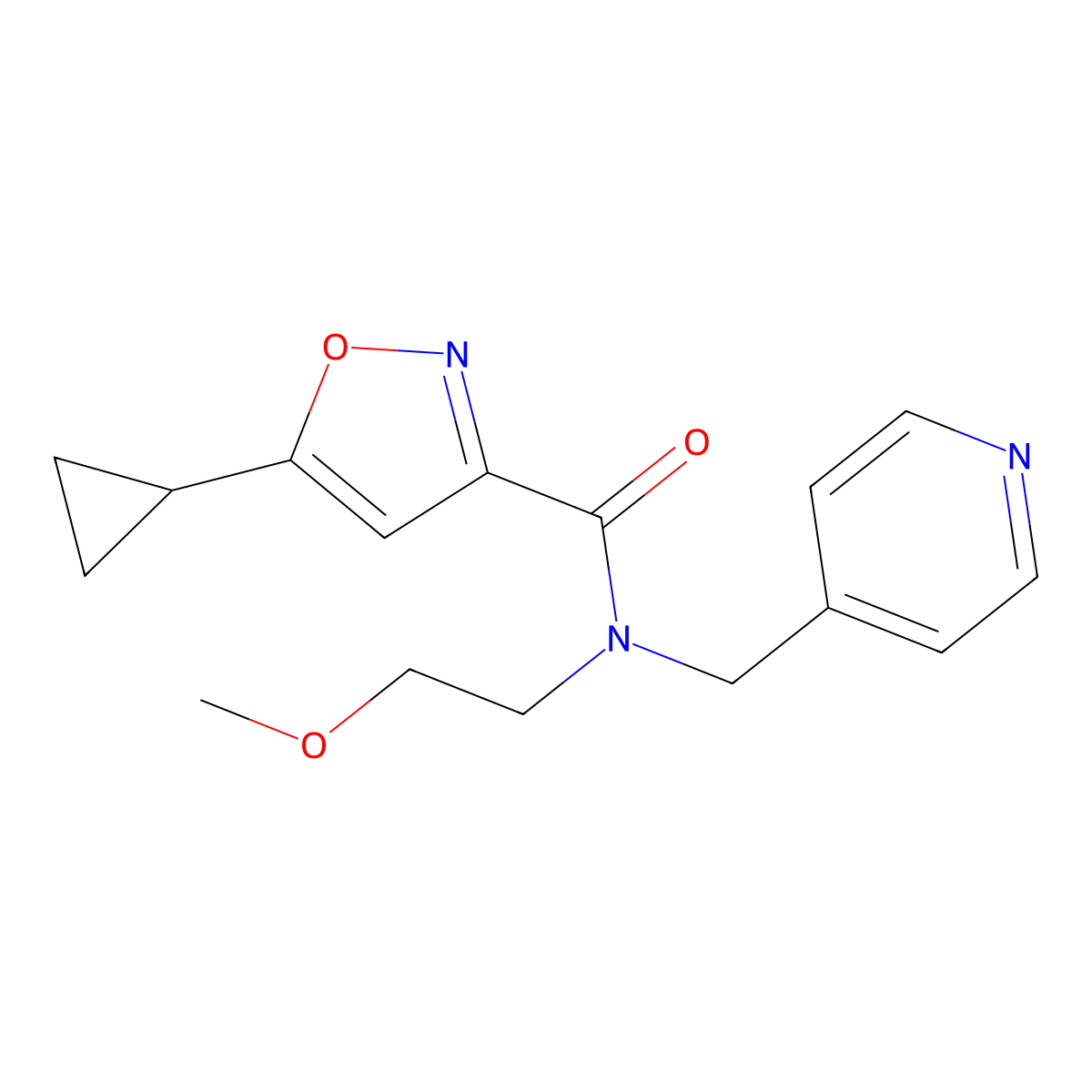 5-cyclopropyl-N-(2-methoxyethyl)-N-(pyridin-4-ylmethyl)isoxazole-3-carboxamide molecular structure, CAS 1396847-53-2
