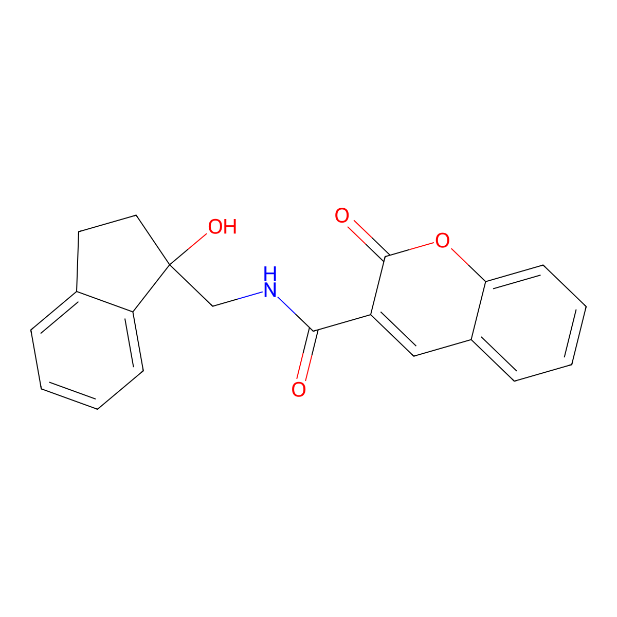N-[(1-hydroxy-2,3-dihydro-1H-inden-1-yl)methyl]-2-oxo-2H-chromene-3-carboxamide molecular structure, CAS 1396847-56-5