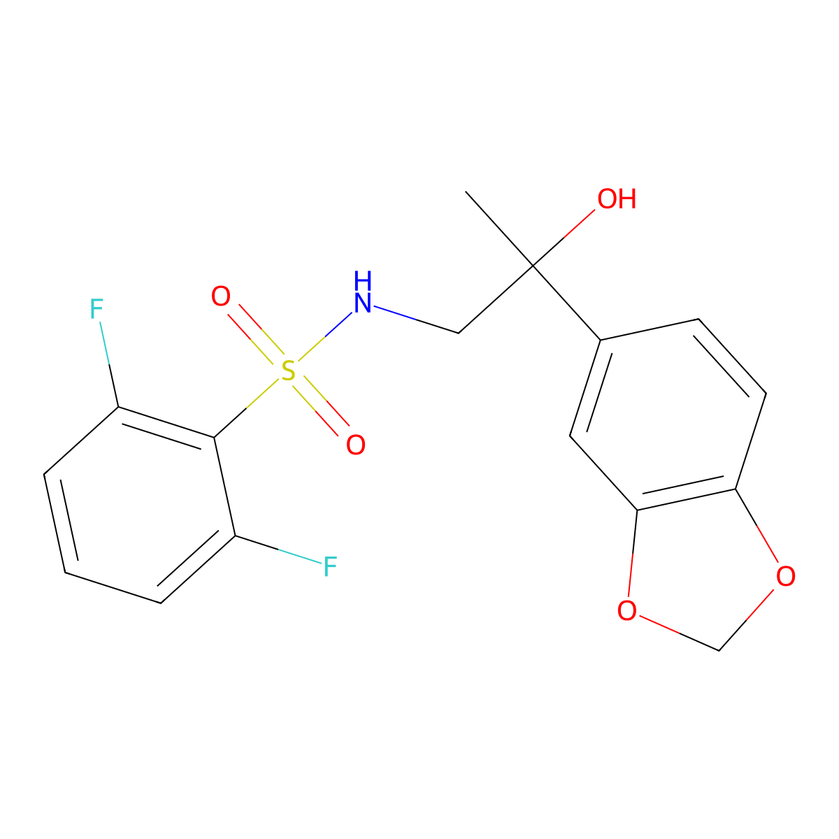 N-(2-(benzo[d][1,3]dioxol-5-yl)-2-hydroxypropyl)-2,6-difluorobenzenesulfonamide molecular structure, CAS 1396847-58-7