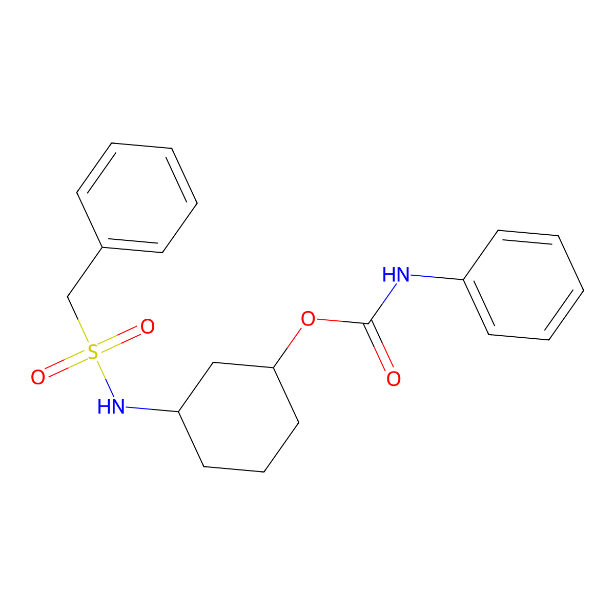 3-(phenylmethanesulfonamido)cyclohexyl N-phenylcarbamate molecular structure, CAS 1396847-59-8