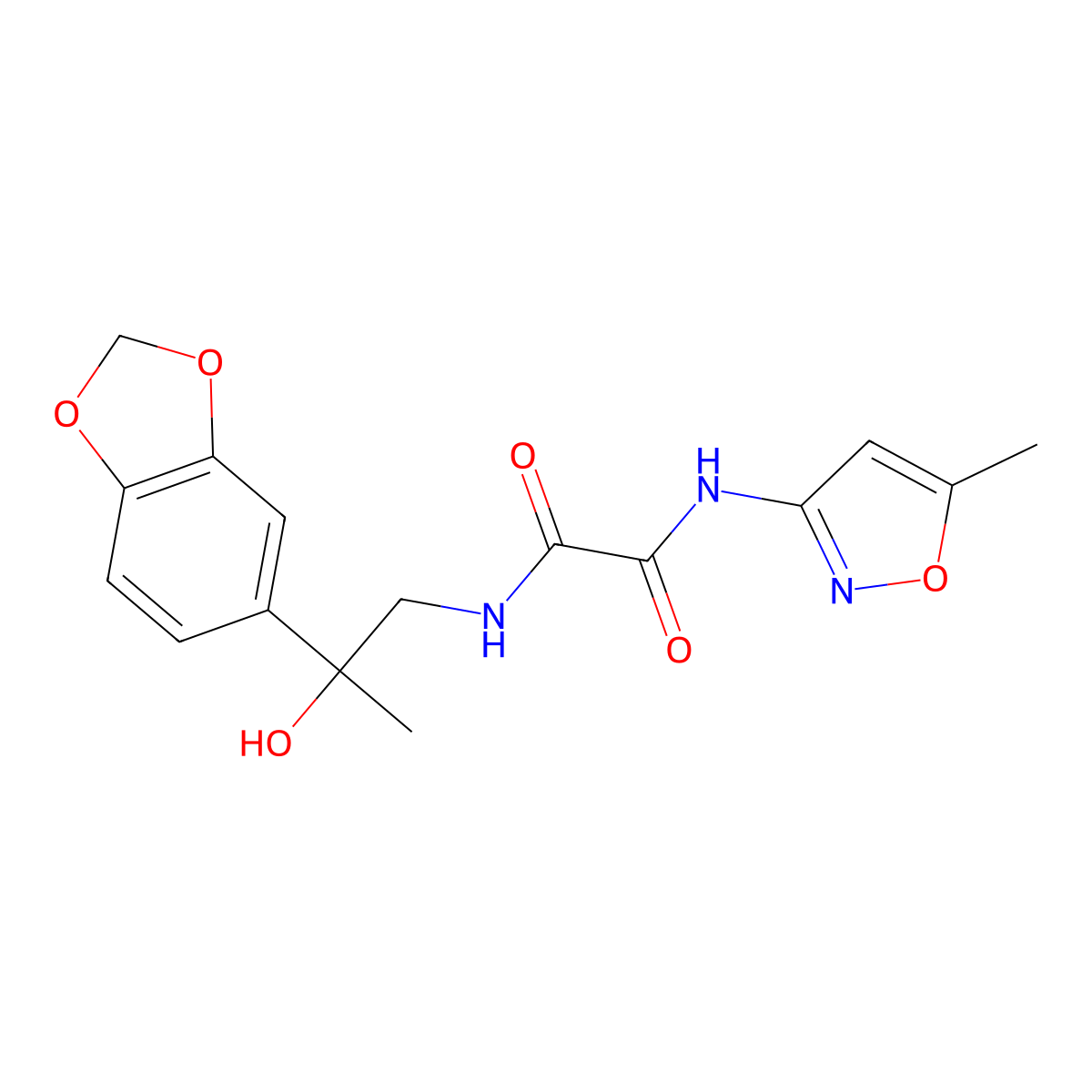 N1-(2-(benzo[d][1,3]dioxol-5-yl)-2-hydroxypropyl)-N2-(5-methylisoxazol-3-yl)oxalamide molecular structure, CAS 1396847-64-5