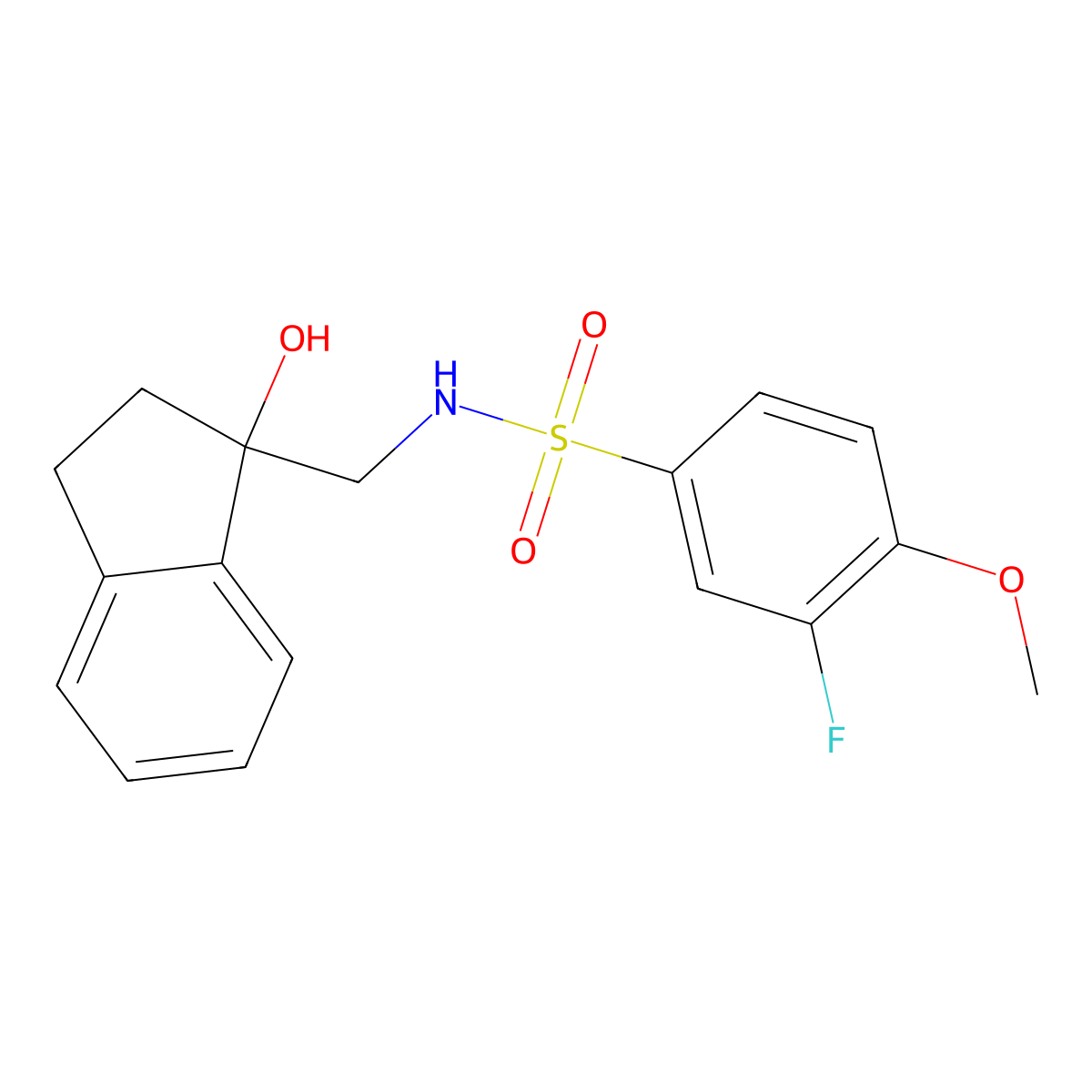 3-fluoro-N-((1-hydroxy-2,3-dihydro-1H-inden-1-yl)methyl)-4-methoxybenzenesulfonamide molecular structure, CAS 1396847-67-8
