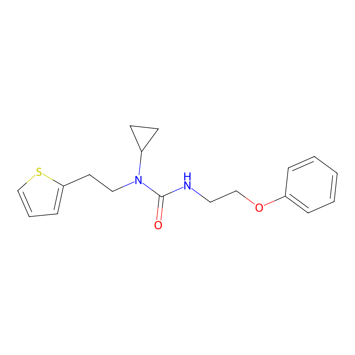 1-Cyclopropyl-3-(2-phenoxyethyl)-1-(2-(thiophen-2-yl)ethyl)urea molecular structure, CAS 1396847-68-9