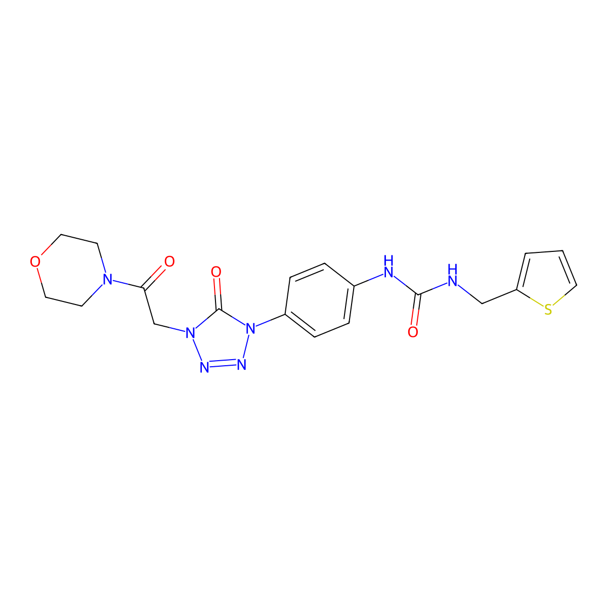 1-(4-(4-(2-morpholino-2-oxoethyl)-5-oxo-4,5-dihydro-1H-tetrazol-1-yl)phenyl)-3-(thiophen-2-ylmethyl)urea molecular structure, CAS 1396847-70-3