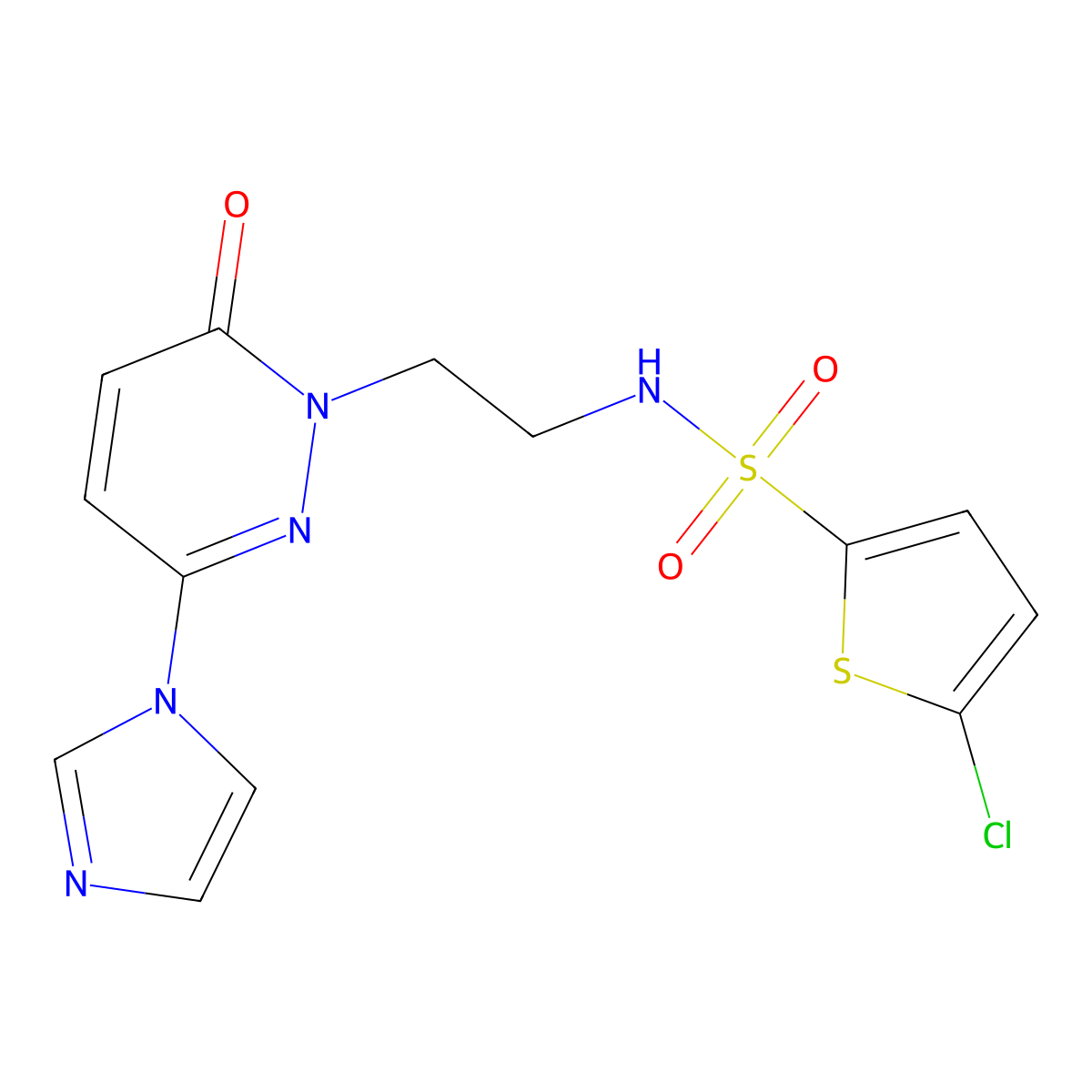 N-(2-(3-(1H-imidazol-1-yl)-6-oxopyridazin-1(6H)-yl)ethyl)-5-chlorothiophene-2-sulfonamide molecular structure, CAS 1396847-71-4