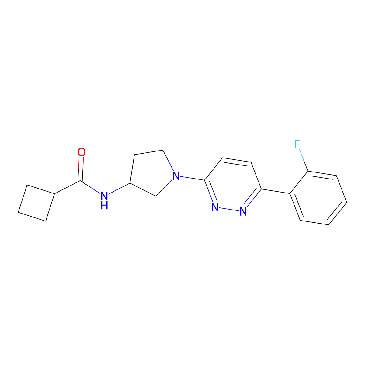 N-{1-[6-(2-fluorophenyl)pyridazin-3-yl]pyrrolidin-3-yl}cyclobutanecarboxamide molecular structure, CAS 1396847-72-5
