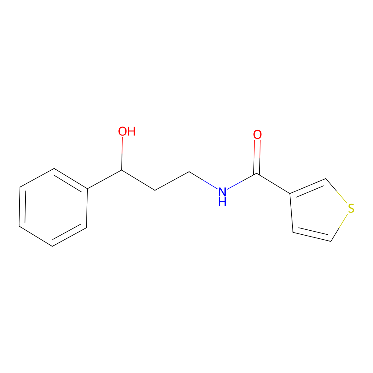 N-(3-hydroxy-3-phenylpropyl)thiophene-3-carboxamide molecular structure, CAS 1396847-73-6