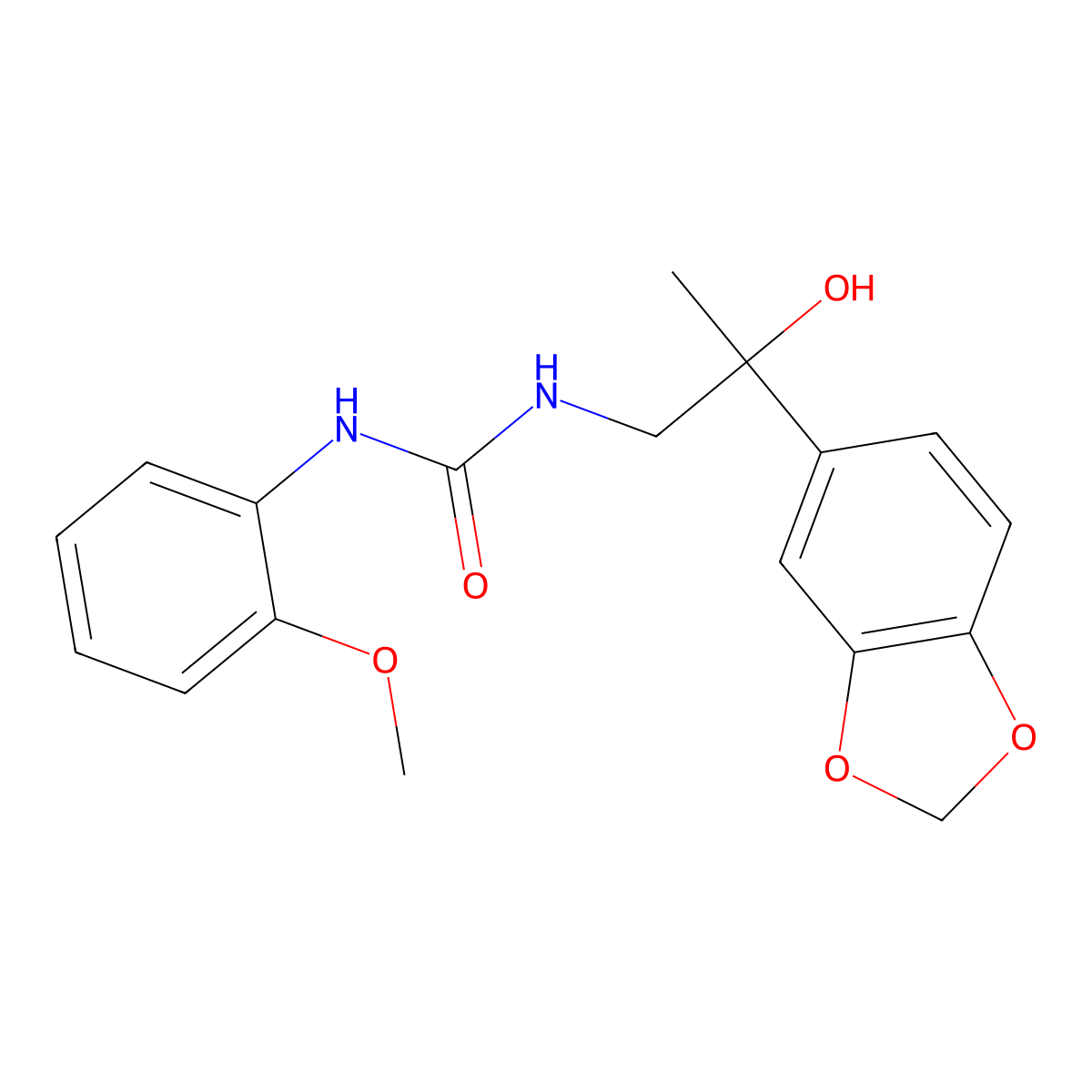 1-(2-(Benzo[d][1,3]dioxol-5-yl)-2-hydroxypropyl)-3-(2-methoxyphenyl)urea molecular structure, CAS 1396847-74-7