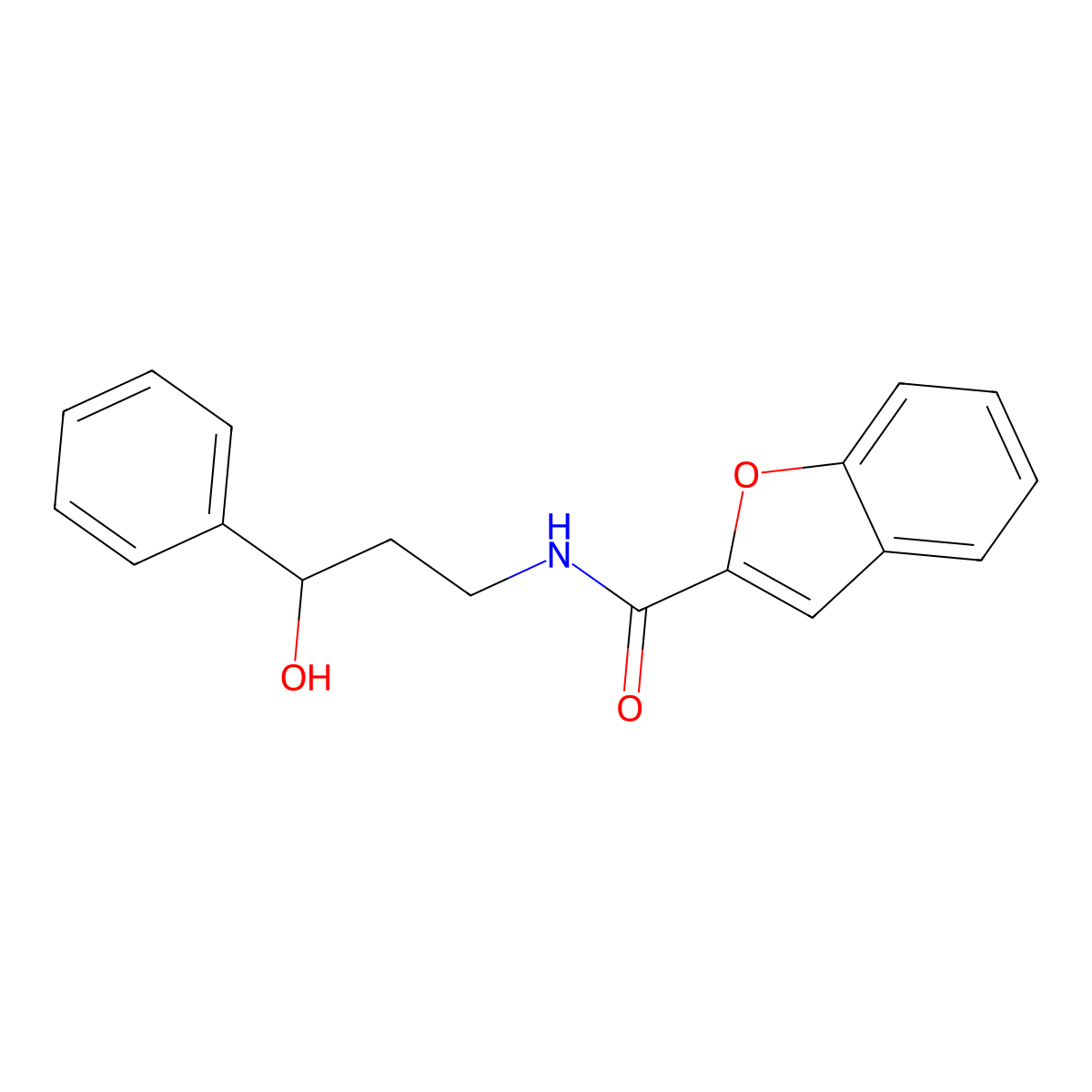 N-(3-hydroxy-3-phenylpropyl)benzofuran-2-carboxamide molecular structure, CAS 1396847-77-0