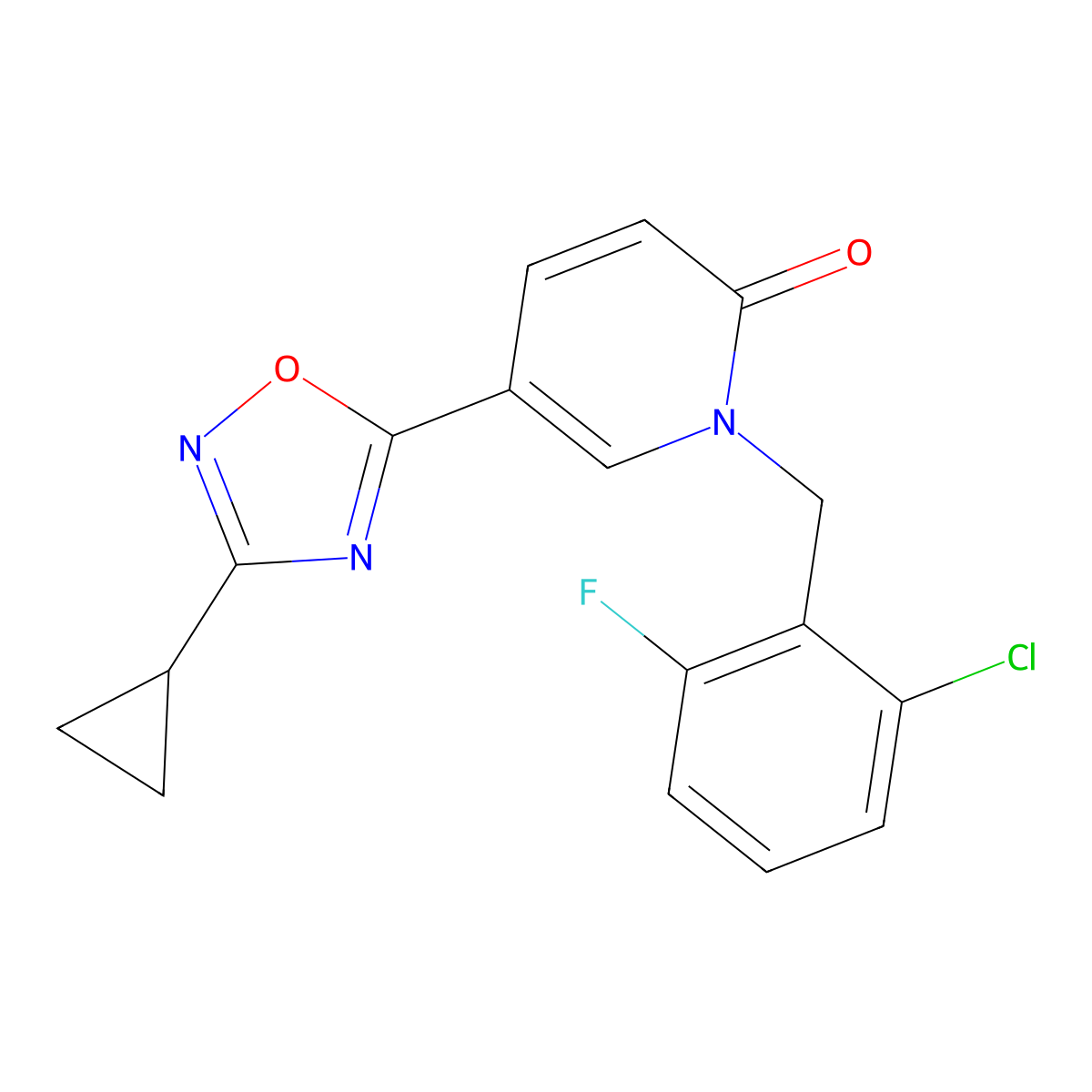 1-(2-chloro-6-fluorobenzyl)-5-(3-cyclopropyl-1,2,4-oxadiazol-5-yl)pyridin-2(1H)-one molecular structure, CAS 1396847-83-8