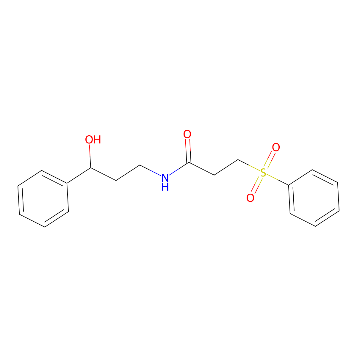 N-(3-hydroxy-3-phenylpropyl)-3-(phenylsulfonyl)propanamide molecular structure, CAS 1396847-88-3