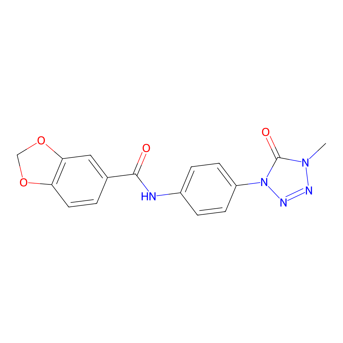 N-(4-(4-methyl-5-oxo-4,5-dihydro-1H-tetrazol-1-yl)phenyl)benzo[d][1,3]dioxole-5-carboxamide molecular structure, CAS 1396847-94-1
