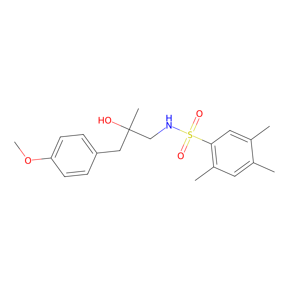 N-(2-hydroxy-3-(4-methoxyphenyl)-2-methylpropyl)-2,4,5-trimethylbenzenesulfonamide molecular structure, CAS 1396847-96-3