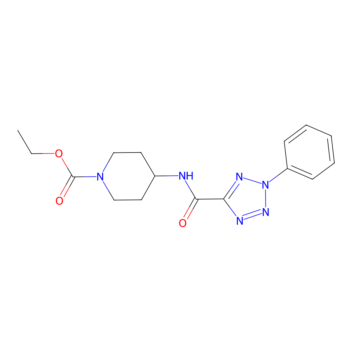ethyl 4-(2-phenyl-2H-tetrazole-5-carboxamido)piperidine-1-carboxylate molecular structure, CAS 1396847-97-4