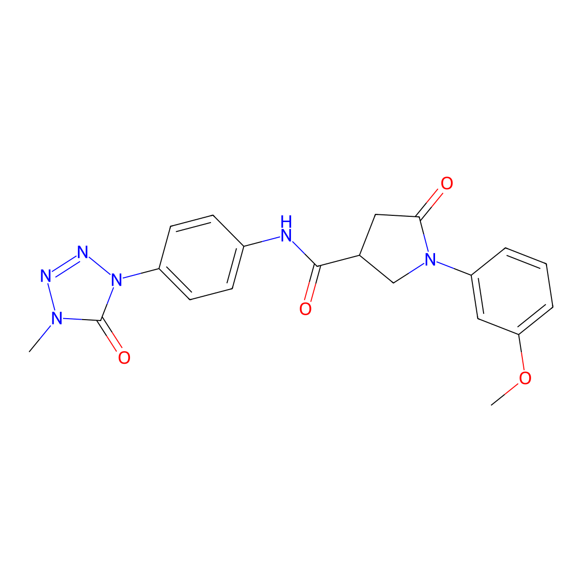 1-(3-methoxyphenyl)-N-(4-(4-methyl-5-oxo-4,5-dihydro-1H-tetrazol-1-yl)phenyl)-5-oxopyrrolidine-3-carboxamide molecular structure, CAS 1396847-98-5