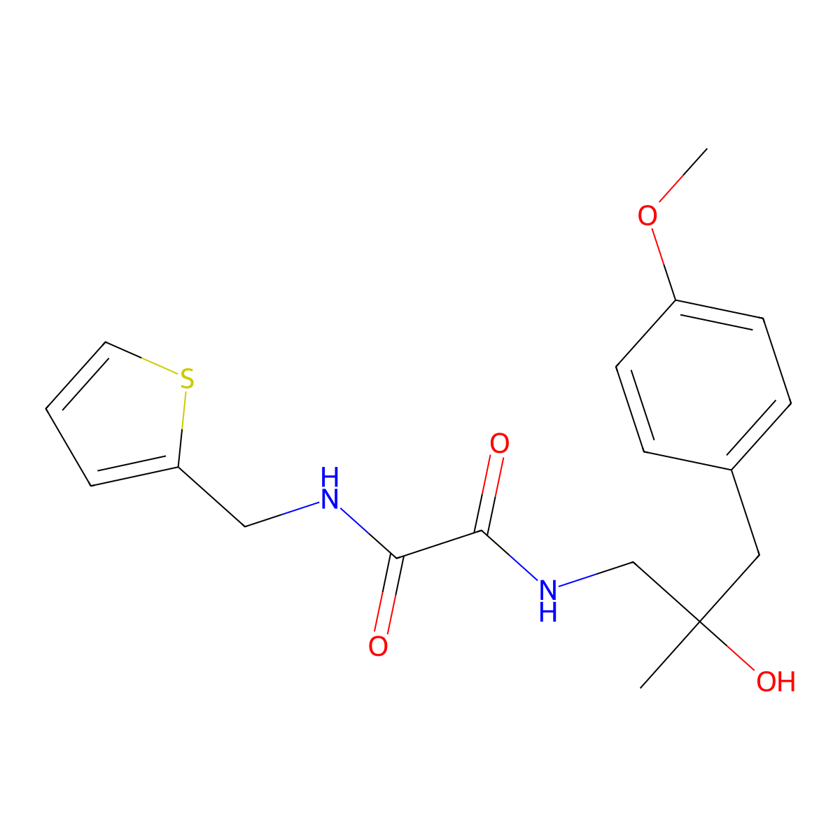 N1-(2-hydroxy-3-(4-methoxyphenyl)-2-methylpropyl)-N2-(thiophen-2-ylmethyl)oxalamide molecular structure, CAS 1396848-01-3