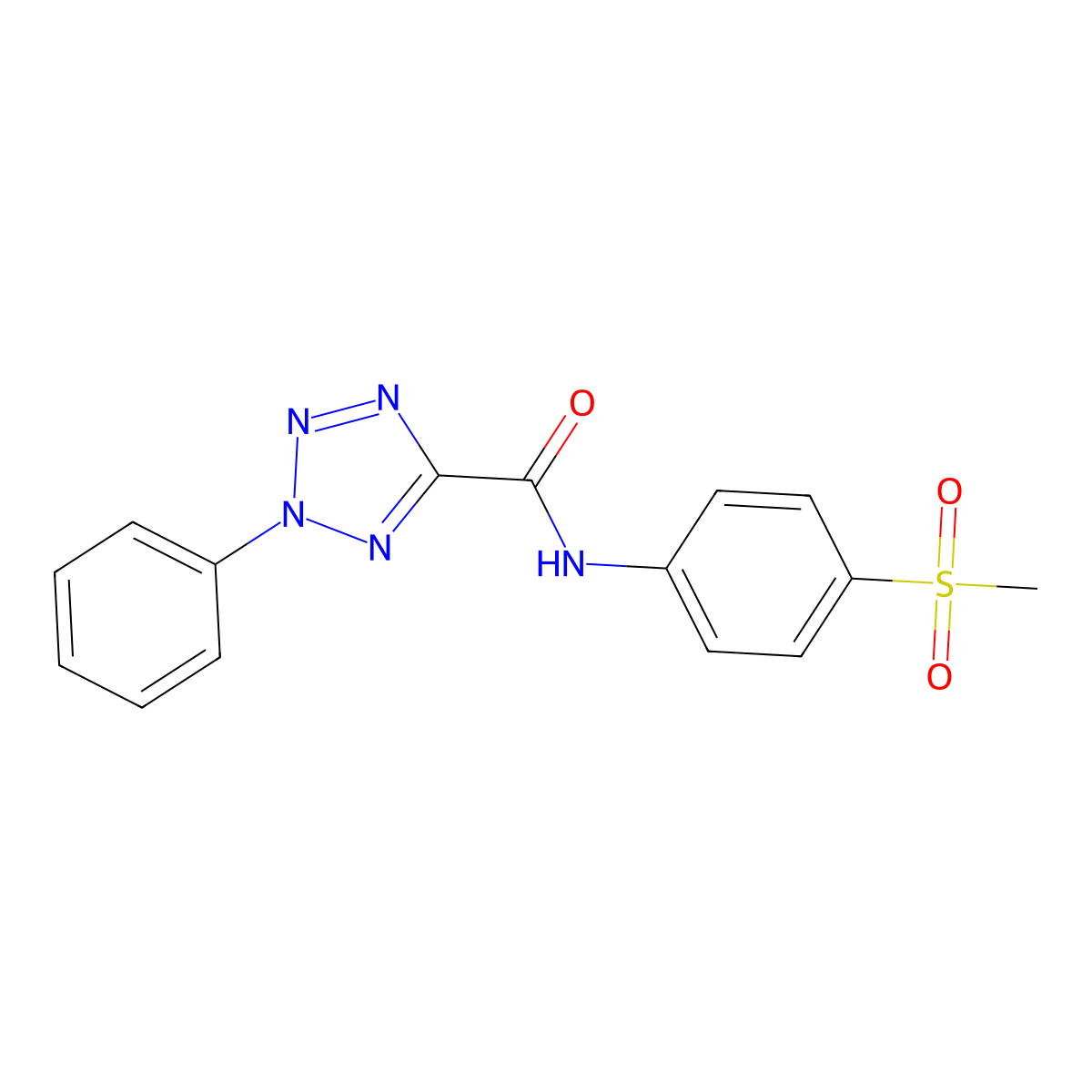 N-(4-(methylsulfonyl)phenyl)-2-phenyl-2H-tetrazole-5-carboxamide molecular structure, CAS 1396848-02-4