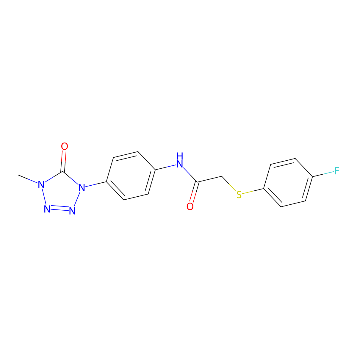 2-((4-fluorophenyl)thio)-N-(4-(4-methyl-5-oxo-4,5-dihydro-1H-tetrazol-1-yl)phenyl)acetamide molecular structure, CAS 1396848-04-6