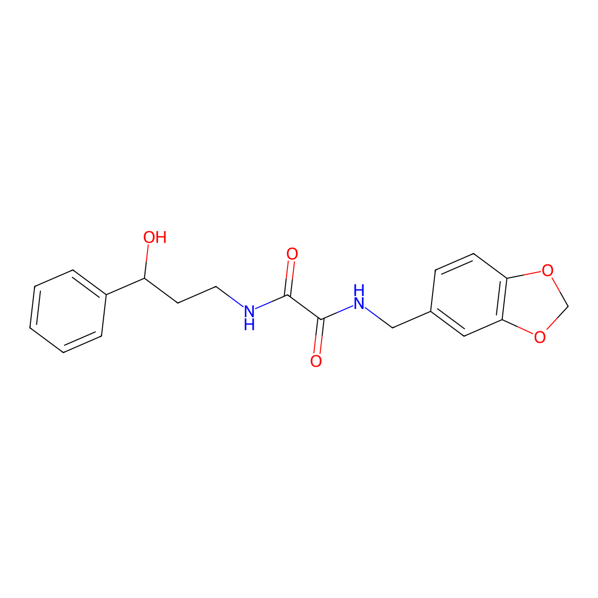N1-(benzo[d][1,3]dioxol-5-ylmethyl)-N2-(3-hydroxy-3-phenylpropyl)oxalamide molecular structure, CAS 1396848-05-7
