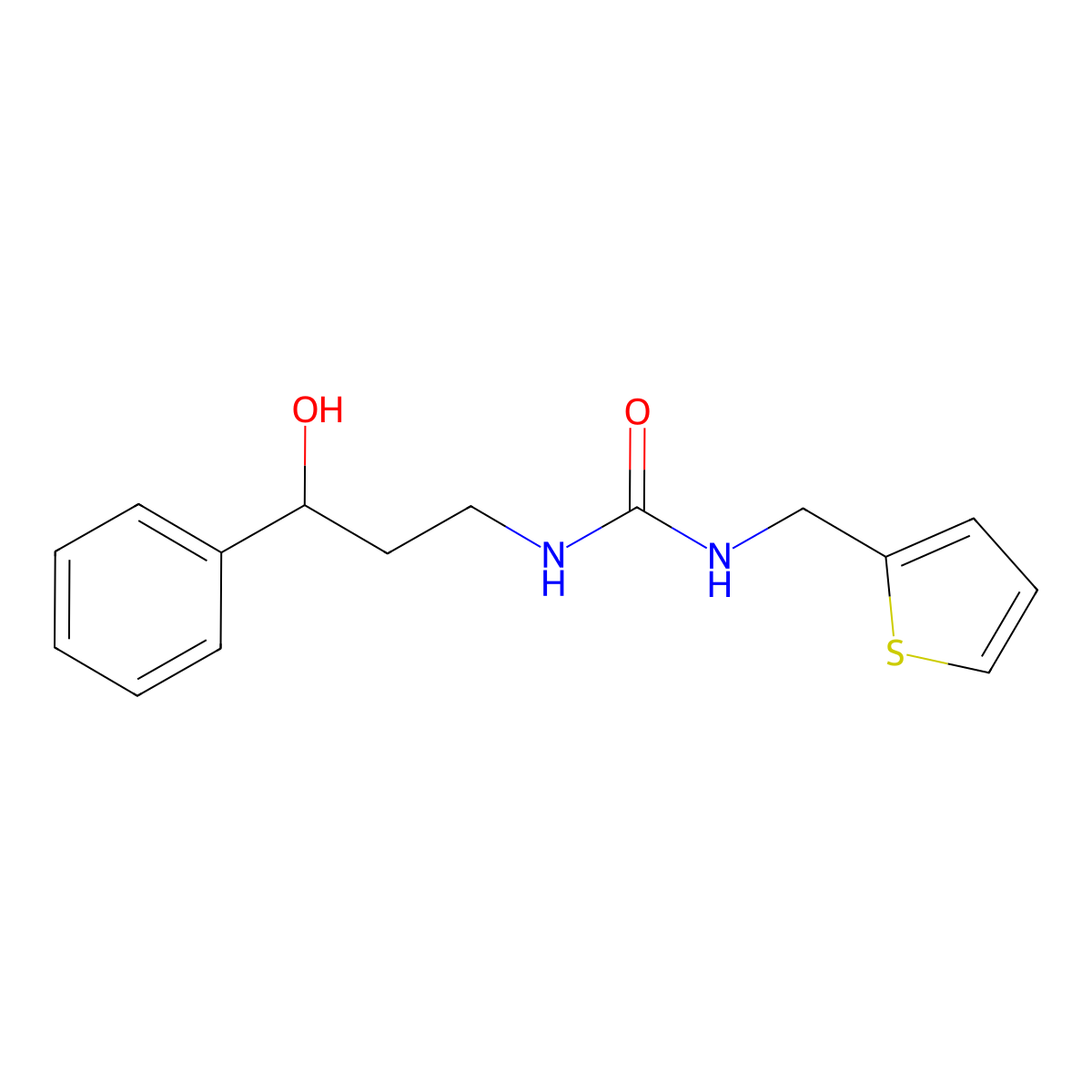 1-(3-Hydroxy-3-phenylpropyl)-3-(thiophen-2-ylmethyl)urea molecular structure, CAS 1396848-07-9