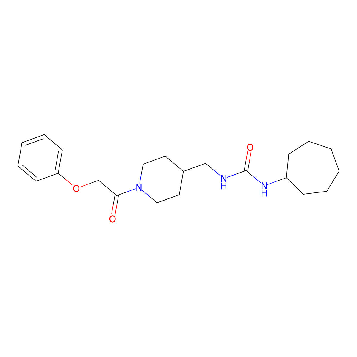 1-Cycloheptyl-3-((1-(2-phenoxyacetyl)piperidin-4-yl)methyl)urea molecular structure, CAS 1396848-08-0