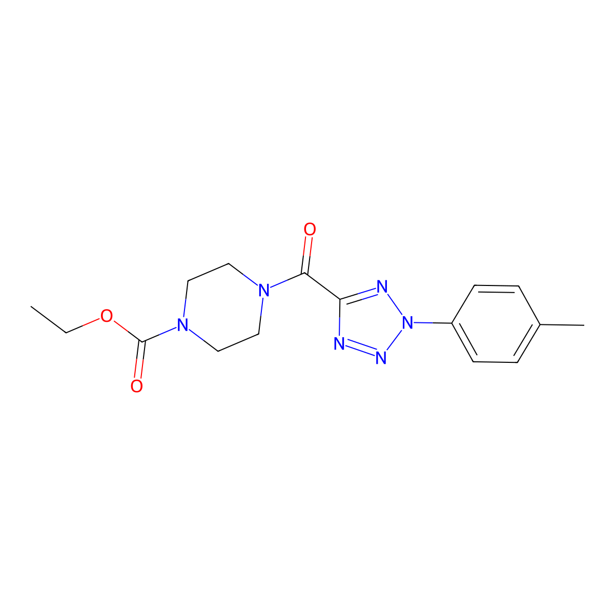 ethyl 4-[2-(4-methylphenyl)-2H-1,2,3,4-tetrazole-5-carbonyl]piperazine-1-carboxylate molecular structure, CAS 1396848-09-1