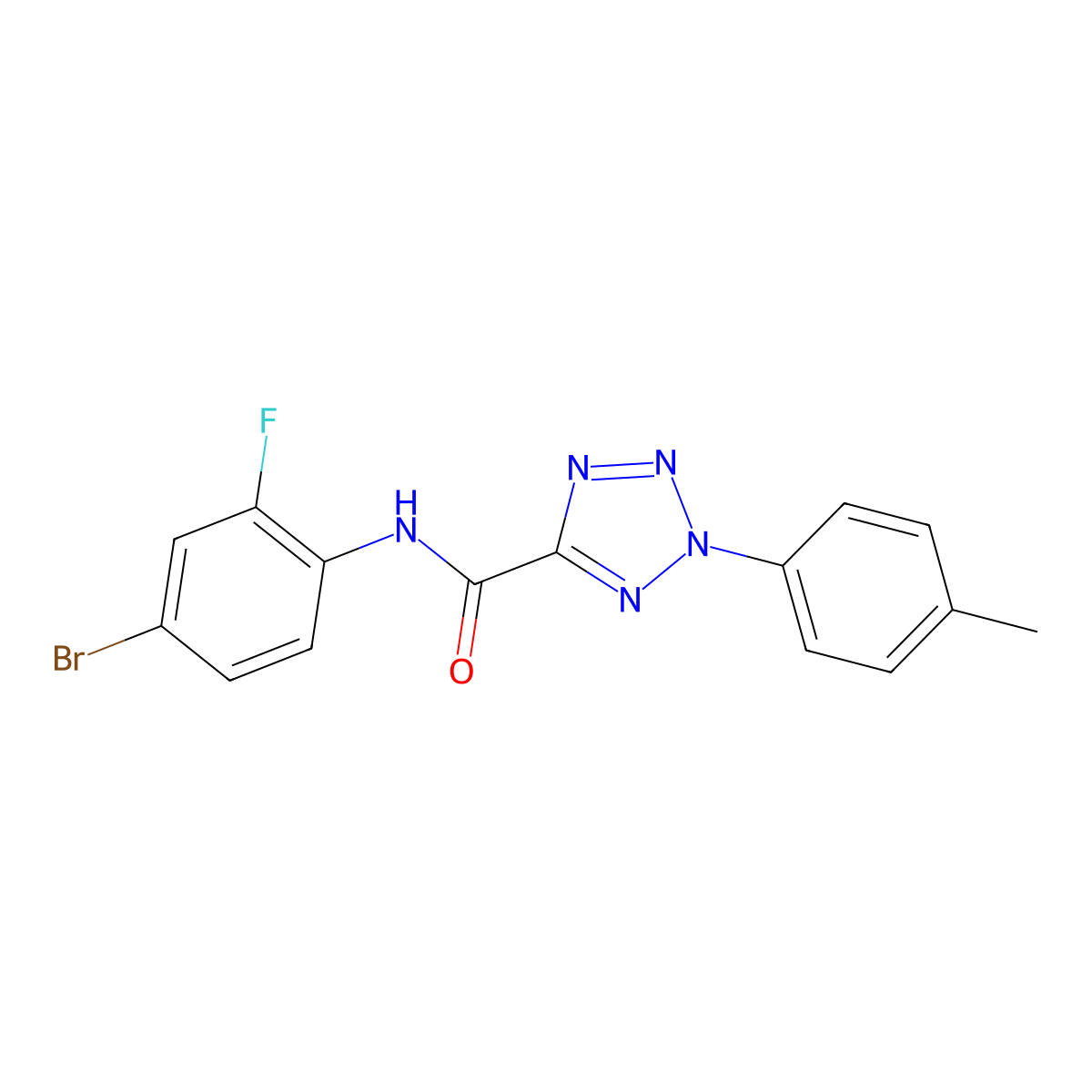 N-(4-bromo-2-fluorophenyl)-2-(p-tolyl)-2H-tetrazole-5-carboxamide molecular structure, CAS 1396848-15-9