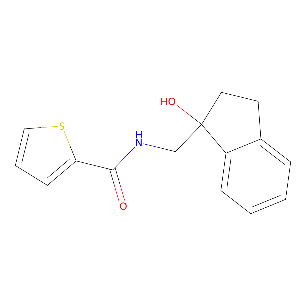 N-((1-hydroxy-2,3-dihydro-1H-inden-1-yl)methyl)thiophene-2-carboxamide molecular structure, CAS 1396848-17-1