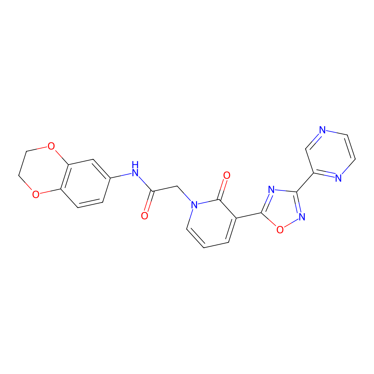 N-(2,3-dihydro-1,4-benzodioxin-6-yl)-2-[2-oxo-3-(3-pyrazin-2-yl-1,2,4-oxadiazol-5-yl)pyridin-1(2H)-yl]acetamide molecular structure, CAS 1396848-25-1