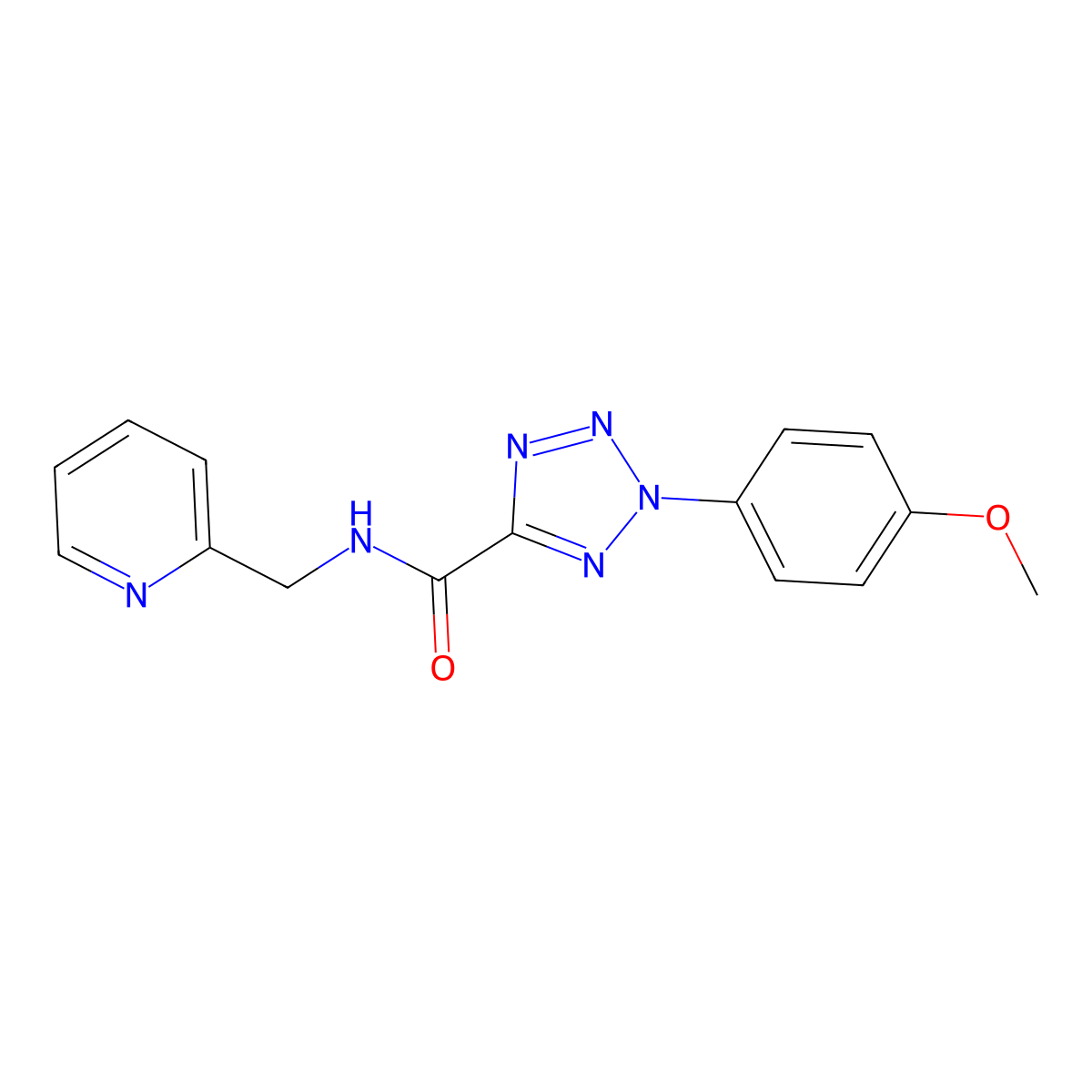 2-(4-methoxyphenyl)-N-(pyridin-2-ylmethyl)-2H-tetrazole-5-carboxamide molecular structure, CAS 1396848-28-4