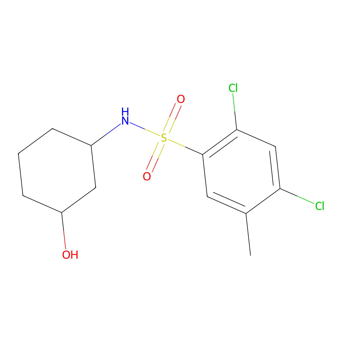 2,4-dichloro-N-(3-hydroxycyclohexyl)-5-methylbenzenesulfonamide molecular structure, CAS 1396848-30-8