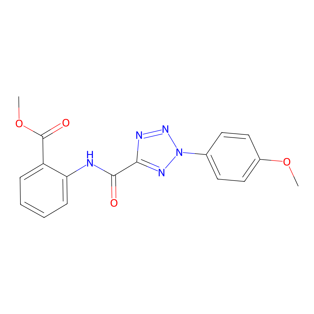 methyl 2-(2-(4-methoxyphenyl)-2H-tetrazole-5-carboxamido)benzoate molecular structure, CAS 1396848-36-4
