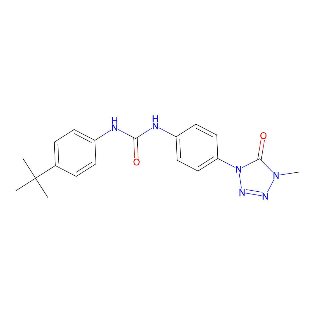 1-(4-(tert-butyl)phenyl)-3-(4-(4-methyl-5-oxo-4,5-dihydro-1H-tetrazol-1-yl)phenyl)urea molecular structure, CAS 1396848-38-6