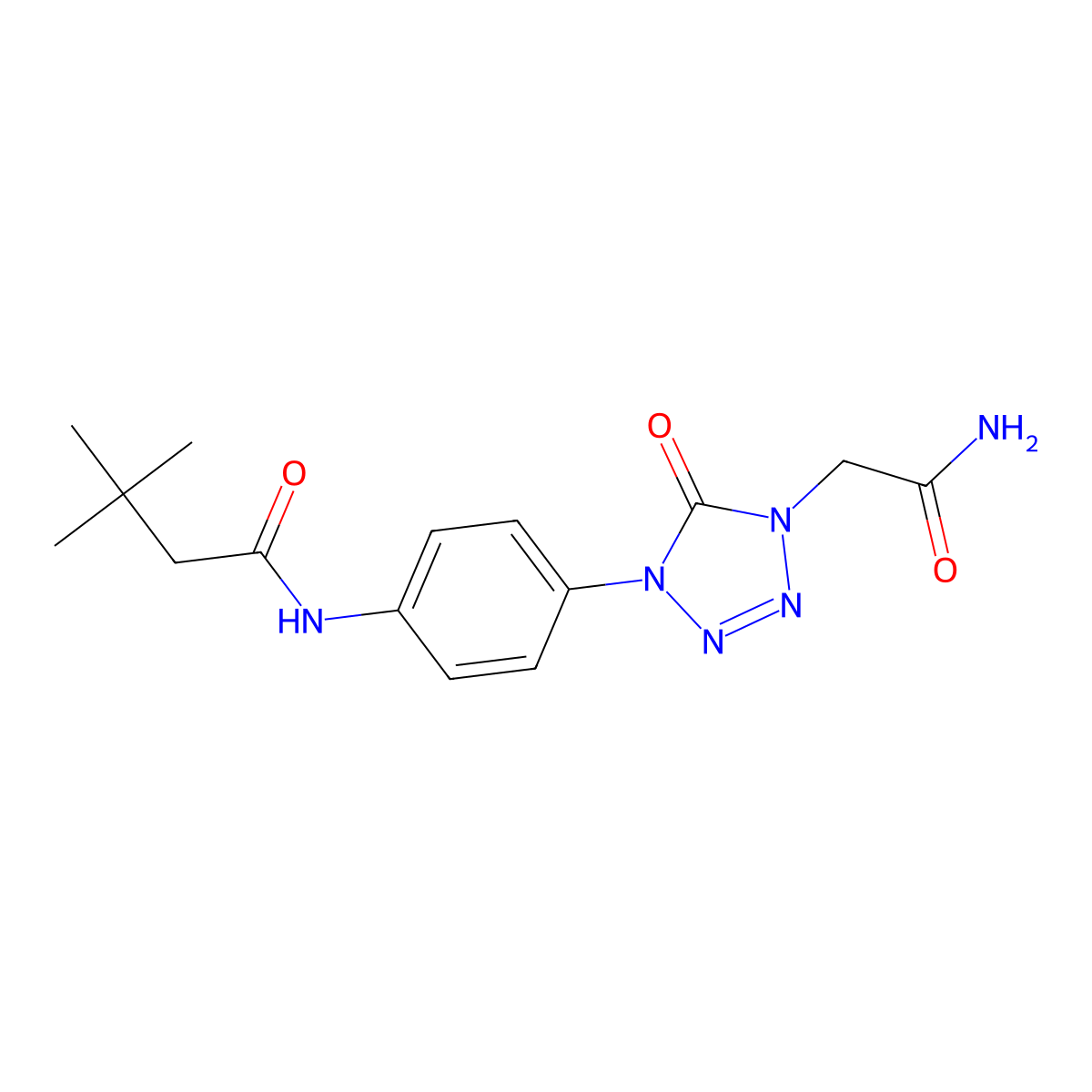 N-(4-(4-(2-amino-2-oxoethyl)-5-oxo-4,5-dihydro-1H-tetrazol-1-yl)phenyl)-3,3-dimethylbutanamide molecular structure, CAS 1396848-49-9