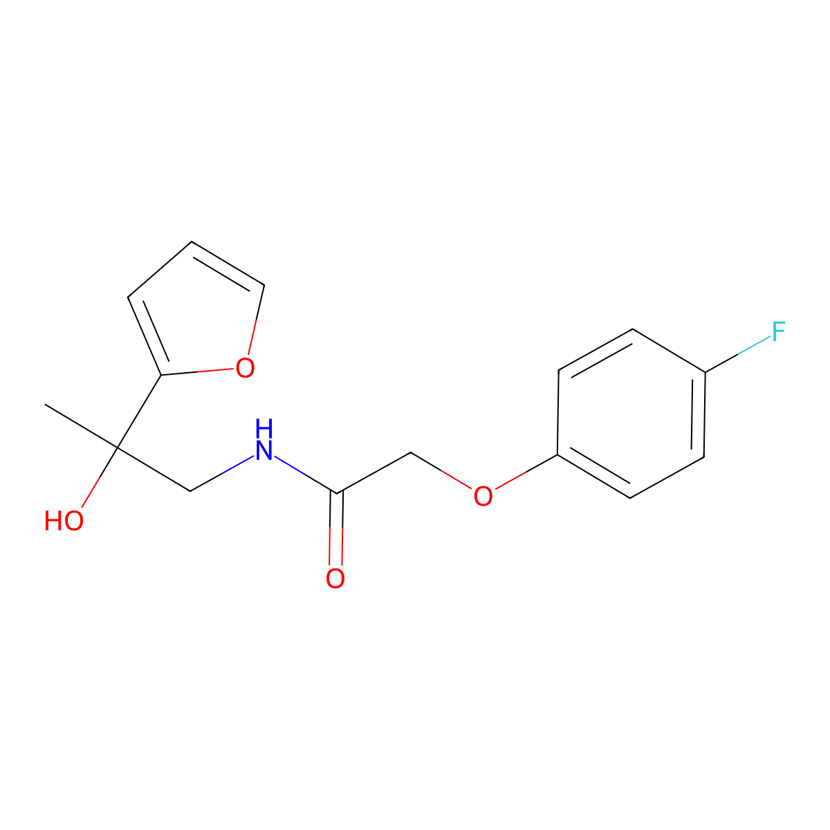 2-(4-fluorophenoxy)-N-[2-(furan-2-yl)-2-hydroxypropyl]acetamide molecular structure, CAS 1396848-50-2