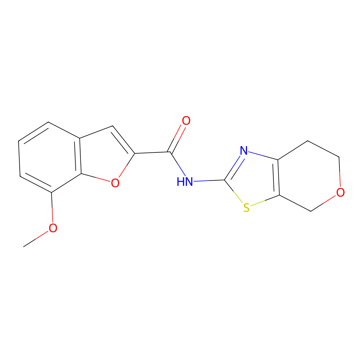 N-(6,7-dihydro-4H-pyrano[4,3-d]thiazol-2-yl)-7-methoxybenzofuran-2-carboxamide molecular structure, CAS 1396848-51-3