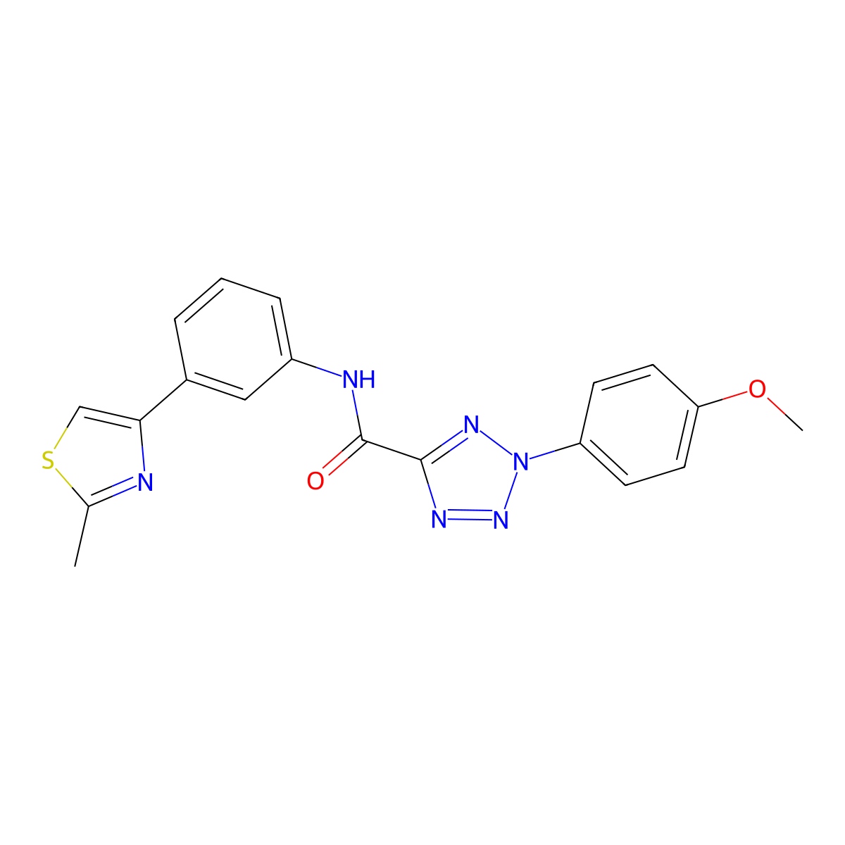 2-(4-methoxyphenyl)-N-(3-(2-methylthiazol-4-yl)phenyl)-2H-tetrazole-5-carboxamide molecular structure, CAS 1396848-52-4